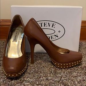 Steve Madden Kallie Gold Studded Platform Heels